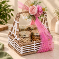 Floral basket with 4 premium dry-fruit jars